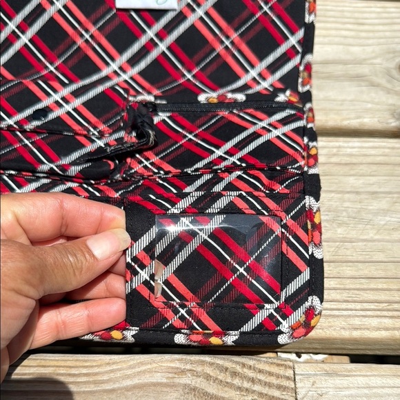 Vera Bradley Black and Red Quilted Wallet with Floral Geometric Pattern - Picture 7 of 11